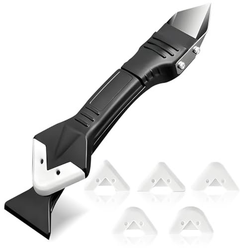 Silicone Remover Tool Kit - 3-in-1 Caulking Finishing, Grout Scraper, and Smoothing Tools - Includes 4 Replaceable Silicone Pads for Kitchen, Bathroom and Floor Sealing