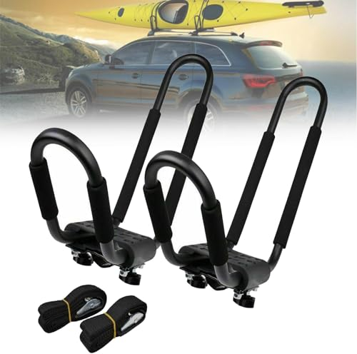 MTTXY Kajak-Dachträger, 1 Paar Universal-Dach-J-Träger, Kajak, Boot, Kanu, Auto, SUV, Van, Dachträger mit Notwendigem Zubehör für Auto, Surf, Ski, Fahrrad