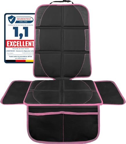 LIONSTRONG® Kindersitzunterlage Autositzschoner [ISOFIX GEEIGNET] - Autositzauflage wasserabweisend - Sitzschutz Sitzschoner Auto Kindersitz - Auto Sitzauflagen - universell kompatibel (Rosa)