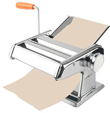 Nudelmaschine Aus Edelstahl, Manuelle Nudelschneidemaschine Mit 6 Einstellbaren Stärkeeinstellungen, Perfekt Für Hausgemachte Spaghetti, Fettuccini, Lasagne Oder Knödelhäute (Verdickte Zwei Messer)