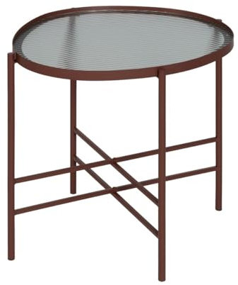 BigBuy Home Mesa Auxiliar Teja Cristal Hierro 55 x 47 x 54 cm