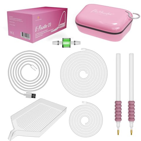 Picmondoo - E-Painter für Diamond Painting + AKKU und USB-C - PINK - kabelloser Stift mit Vakuum-Pumpe - Zubehör zum setzen von AB-Steinen ohne Wachs