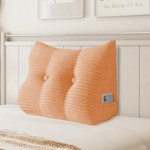Johnear Keilkissen Lesekissen für Bett und Sofa Lehnenkissen, Rückenkissen Kopfteil Bett Rückenlehne Großes Dreieckiges Lendenkissen (Rosa, 60cm)