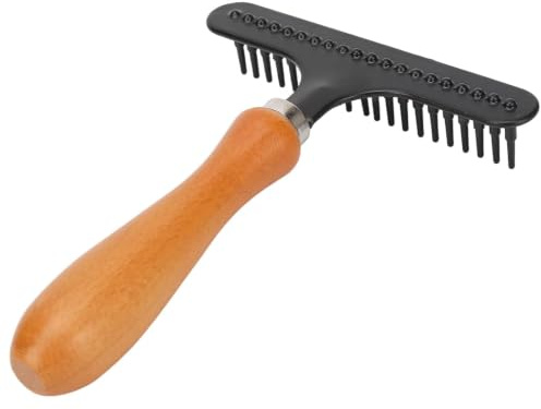 Carpet Rake, Small Handle Hair Removal Rake, Wood Stainless Steel Material, Rug Rake for Beauty Salon Fluff Carpet