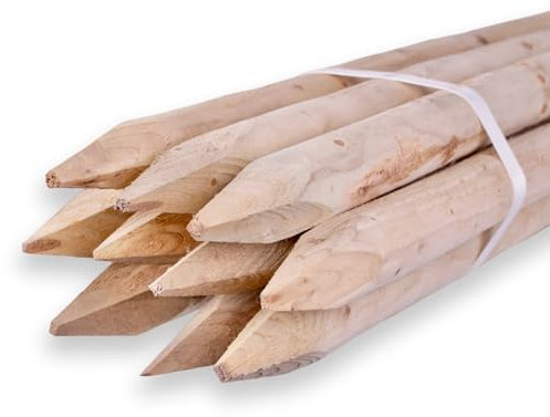 10 Stück Set Naturbelassene Rundholzpfähle 4,6 cm Durchmesser – Verschiedene Längen und Stärken – Ideal als Zaunpfähle, Pflanzpfähle oder Baumpfähle (4,6x100 cm)