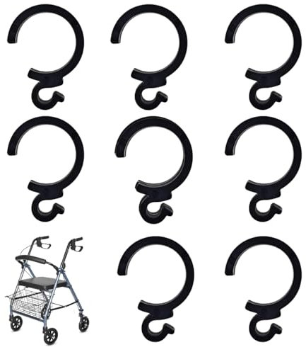 Bremsklammer für Gehhilfe, Bremsgriffhalter, Rollator Ersatzteile Zubehör für Rollator Rollstuhl Transportstuhl (Schwarz, 6 Stück)