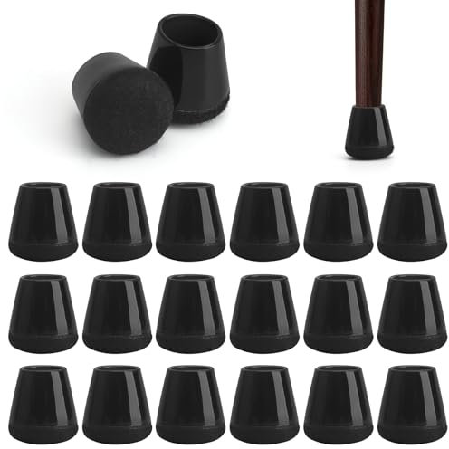 APOMOONS 15-18mm Protection Pied de Chaise Ronds,16 Pièces Protection Pied de Chaises Silicone Ronds Petits Embouts de Chaises avec Coussinets en Feutre Protege Pieds de Chaise Noir