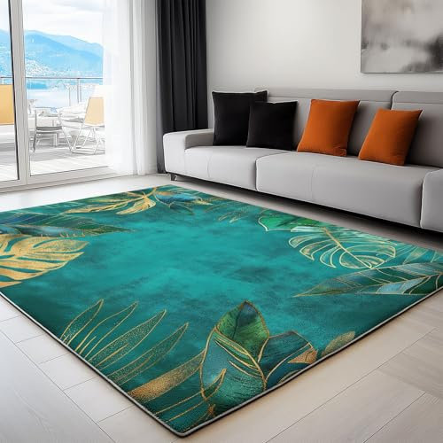 Alfombras Salon Planta Tropical De Acuarela Monstera 180 x 240 cmAlfombra Suave Antideslizante Lavable, Modernas de Interior Alfombra Verde,para salón Dormitorio Comedor