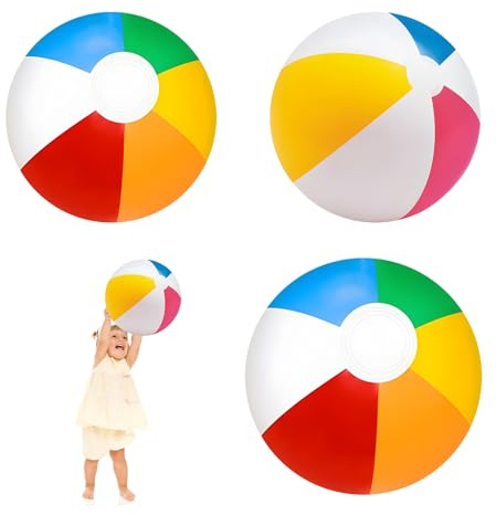 3 Pièces Ballon De Plage Gonflable, 40cm 50cm Ballons Gonflable Piscine, Balle De Jeu Molle En PVC Beach Gros Ballons D'eau Ballon Piscine Pour Enfants Et Adultes, Jouets De Plage, Cadeaux De Fête