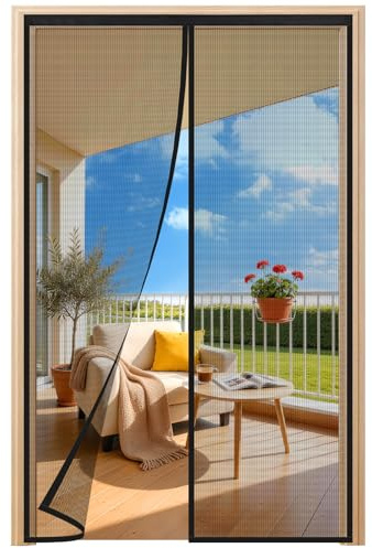 HALIDOOR Moustiquaire Porte Fenêtre 180x220 cm, Rideau Anti-Moustique Noir, Fermeture Automatique, Sans Perçage, Idéale pour Balcon, Chambre