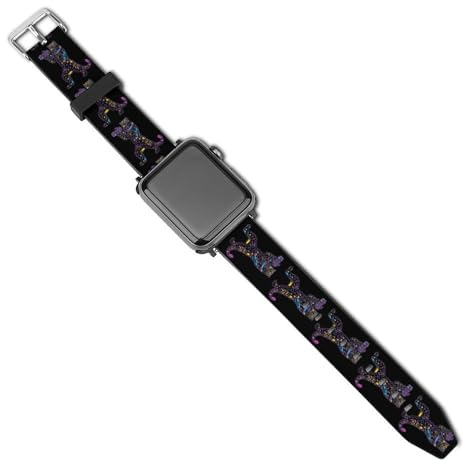 Leopard with Camera Cute Leather Watch Strap Compatible with IWatch Sport Replacement Band for Men Women