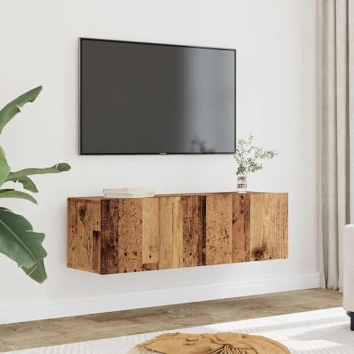 NIVVHOH 2-tig TV-Schränke Set Altholz-Optik Lowboard Tv Board Holz trendiges praktisches Design für Wohnzimmer TV-Aufbewahrung