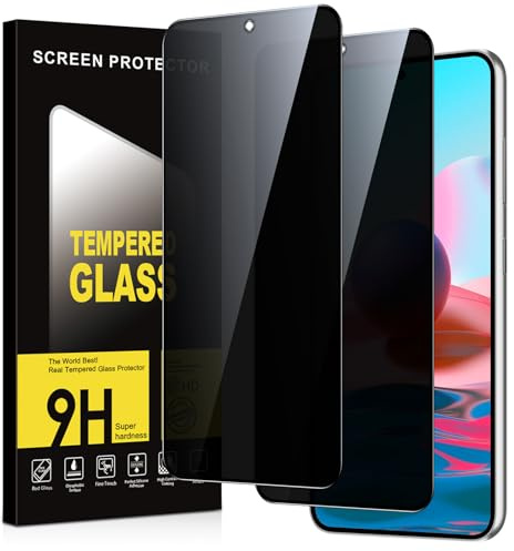 Xiltlly Protector Pantalla Privacidad para Xiaomi Redmi Note 10/10S 4G 2 Piezas,Anti Espía Cristal Templado,Anti-Espía Vidrio Película,9H Dureza,Anti-Arañazo,Sin Burbujas,Privacy Screen Protector
