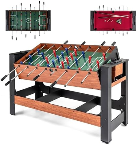COSTWAY Multi Spieltisch drehbar, 2 in 1/3 in 1 Multifunktionstisch mit Tischkicker & Billardtisch, Tischfußball Komplett Set für Kinder, Erwachsene, Kickertisch für Zuhause, Spielzimmer