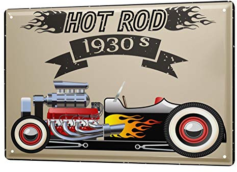 Blechschild Vintage Retro Metallschild Wandschild Blech Poster Oldtimer Auto Hot rod