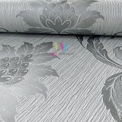 Holden Viviani Damask Pattern Wallpaper Metallic Textured Leaf Vinyl 35590