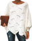 ZIYYOOHY Damen Pullover Oversize V Ausschnitt Lose Pulli Strickpullover Outwear (XL, Weiß)