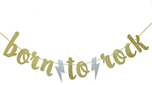 Born to Rock Glitzer-Banner für Rock-Geburtstagsparty-Dekorationen (Gold)