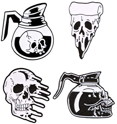 TENDYCOCO 4Pcs Gotische Emaille Anstecknadel Set Punk Schädel Kopf Skelett Brosche Pin Abzeichen für Kleidung Taschen Rucksäcke Jacken Hut Zubehör- zufällige Stile