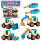 aovowog Bagger Spielzeug ab 3 4 5 Jahren für Jungen,4 in 1 BAU Jungen Sandkasten Sandspielzeug Engineering Set,Zerlegen DIY Baufahrzeuge Lernspielzeug für Kinder