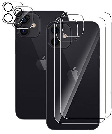 Aerku Kompatibel mit iPhone 12 Rückseite Schutzfolie +Kamera Schutz Schutzfolie, [Nicht kompatibel mit iPhone 12 Pro] 9H HD Hinten Film Anti-Kratzen Back Klar Folie Panzerglasfolie