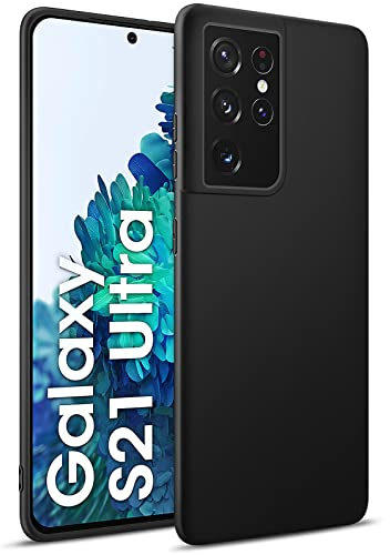 BENNALD Hülle für Samsung Galaxy S21 Ultra, Extrem Dünn Handyhülle Weiche TPU Stoßfest Kratzfest Schutzhülle Case, Matt Schwarz