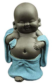Milisten Kleine Buddha Figur Keramik Mönch Tee Haustier Buddha Statue Miniatur Chinesische Maitreya Feng Shui Ornamente Himmelblau