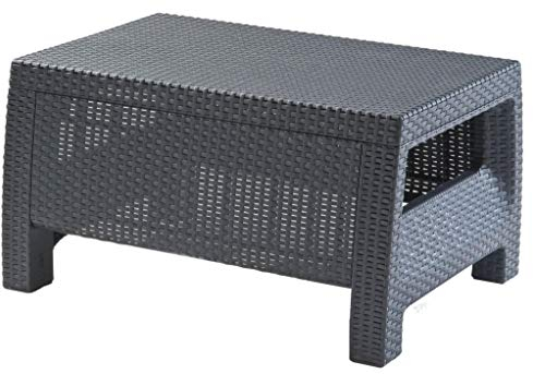 Allibert by Keter Lounge Tisch Corfu Table, Graphit, ca. 77x57x42 cm, Kunststoff, Rattanoptik