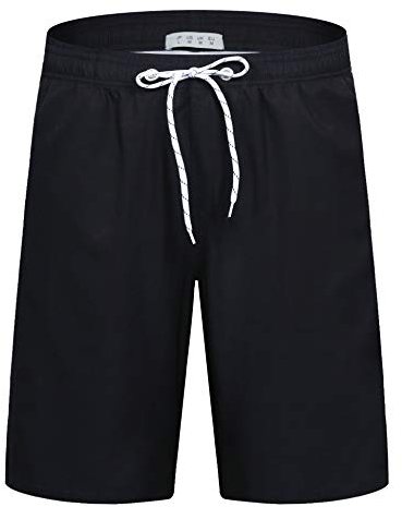 APTRO Herren Badehose Freizeit Short Schnelltrocknend Badeshorts Sportsshorts Schwarz K27 L