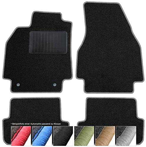 moto-MOLTICO Fußmatten Auto - Velours Autoteppiche passend für Nissan Qashqai II (2013-2021) - 4-teiliges Set - Schwarze Automatten mit Grauen Ziernähten