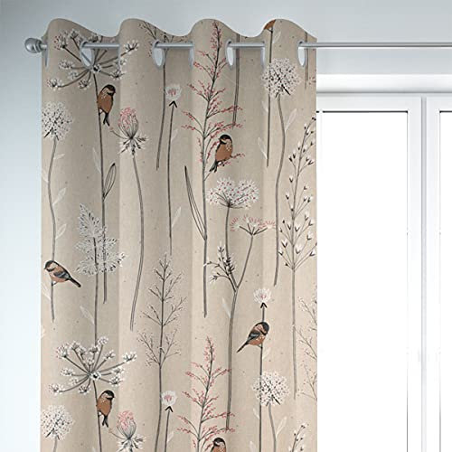 SCHÖNER LEBEN. Vorhang Soft Branch Blüten Gräser Vögel Natur rosa 2, Gardinen Aufhängung:Ösen