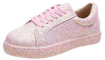 ticticlily Sneakers Damen Pailletten Flache Low Sneaker Atmungsaktiv Strass Glitzer Turnschuhe Outdoor Sportschuhe Laufschuhe A Rosa 37 EU