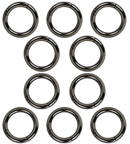 10 Stück 25mm Runde Karabiner,Karabiner Ring,Karabinerhaken aus Zinklegierung Snap Ring für Schlüssel Organisation und DIY Handwerk,Schwarz