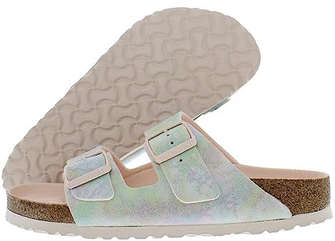 Birkenstock Unisex Arizona Vegan Sandal, Iridescent Light Rose Microfiber, Size 37 EU (6-6.5 M US Women)