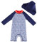 UMELOK Baby Jungen Badeanzug UV Schutz 50+ Einteilige Schwimmanzug Mit Sonnenhut (Blau Leuchttürme, 2-3 Jahre/92-98 cm)