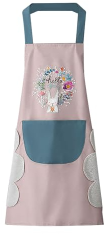 DILLMAN Frauen Küche Schürze mit Hand wischen, große Tasche, Hand-wiping, wasserdicht für Kochen Backen Rosa, Large