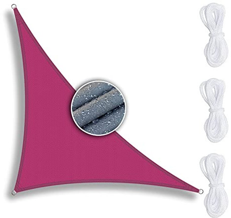 ZQXFZ Toile d'Ombrage Triangulaire 3x4x5m Rose Rouge, Voile d Ombrage résistant à l'eau 90% de Protection UV Respirante, Voile d Ombrage pour Piscine Patio Exterieur