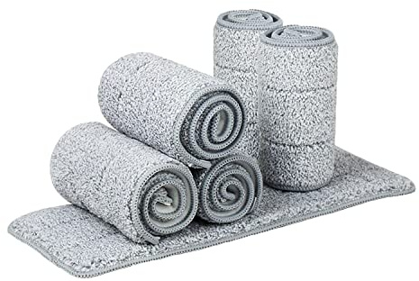 32 Inch Commercial Flat Microfiber Mop Pads Refill 6 Pack | Reusable flat pads, fit 32 heads, comm/home, wet/dry, washable durable, deep clean hardwood/tile/laminate, floor essential.