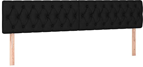 vidaXL Kopfteil, Bettkopfteil mit Holzbeinen, Höhenverstellbar Polsterkopfteil für Bett, Betthaupt Bettzubehör Schlafzimmer, Schwarz 180x7x78/88cm Stoff