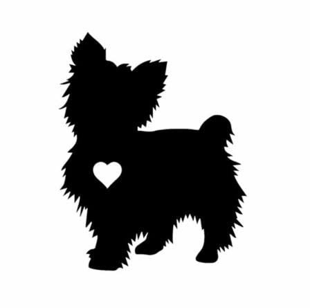GAETOYEN Autoaufkleber Hund Personalisiert 10 cm X 12,6 cm Yorkshire Terrier Herz Silhouette Auto Aufkleber Aufkleber Hund Dekoration Schwarz/Silber Css1A16242
