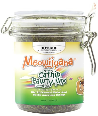 Meowijuana Erba gatta Pawty Mix con citronella | Biologico | Miscela di 7 erbe secche | Altamente efficace | Perfetto per giocattoli per gatti | Coltivato negli Stati Uniti