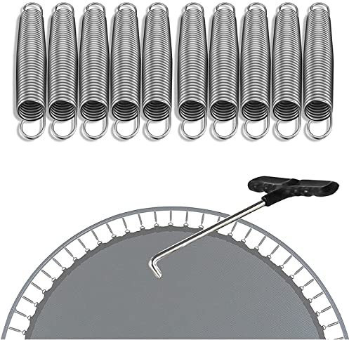 UVCMDUI 10 Stück Trampolin Federn, Zugfeder Sprungfedern Trampolin aus Verzinktem Stahl mit T-Haken, Trampolin Ersatzteile für Trampoline Springen,88mm/3.5in