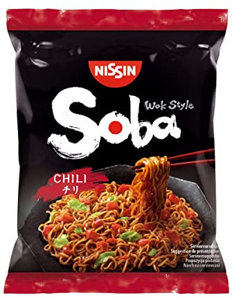 NISSIN Noodles Soba Chili Wok Style Bag 111 g Pack of 3