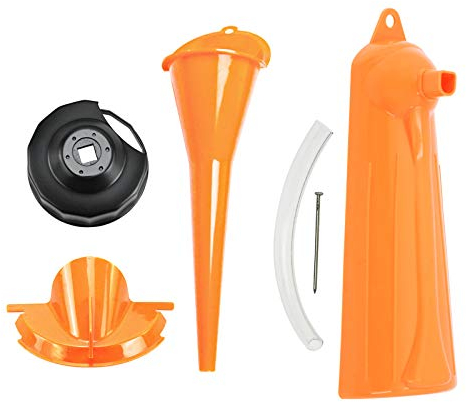 HCmotorku Kurbelgehäuse-Fülltrichter Tropffreier Ölfiltertrichter Primärgehäuse-Öleinfülltrichter Ölfilterschlüsselsatz passend für Harley 4-teilig orange