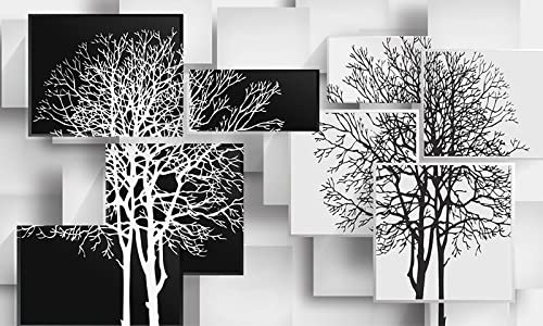 Papier Peint Panoramique Simplicité Arbre Noir Et Blanc Papier Peint Intissé 3D Tapisserie Poster Decoration Murale Chambre Salon