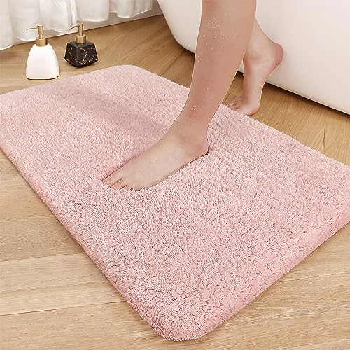 Color G Badezimmerteppich 50 x 80cm, rutschfest Badematte, Badvorleger rutschfest waschbar, Badteppich Saugfähig Flauschig, Badematten Badteppiche für Badezimmer Badewanne (Rosa)