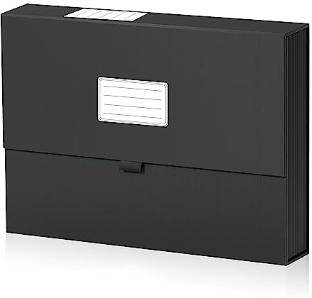 JiaWei Fächermappe - Dokumentenmappe A4 13 Fächern, Ordner Organizer mit Magnetisch Deckel, Etiketten, Ordnungsmappe A4 Aus 2250 g/m² Extra Starkem Karton - Schwarz