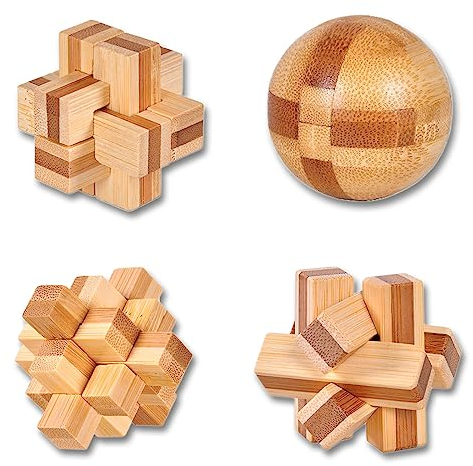 WishesMar Lot de Casse-tête en Bois 4 Pièces Classique Jouet de Puzzle éducatif Cadeau pour des Enfants et des Adulte - Casse Tete Logique Jeu Taille 5.0cm #4
