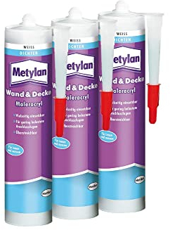 Metylan Maler-Acryl Wand & Decke, für innen und außen, weiß, überstreicbar; 3x300ml