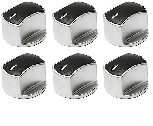 Gas Stove Knobs, 6PCS Metal Gas Stove Switch Control Knobs Cooker Oven Switch Control Hob Kitchen Knob Silver Set for Kitchen